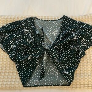 Polka dot tie front crop top